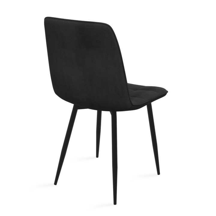 Sillas de terciopelo negro, 6 sillas de comedor - MILA