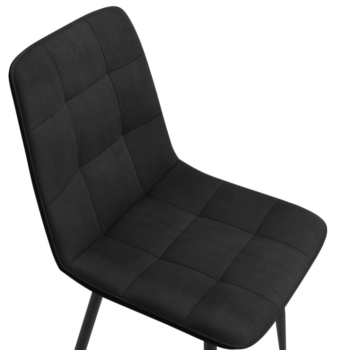 Sillas de terciopelo negro, 6 sillas de comedor - MILA