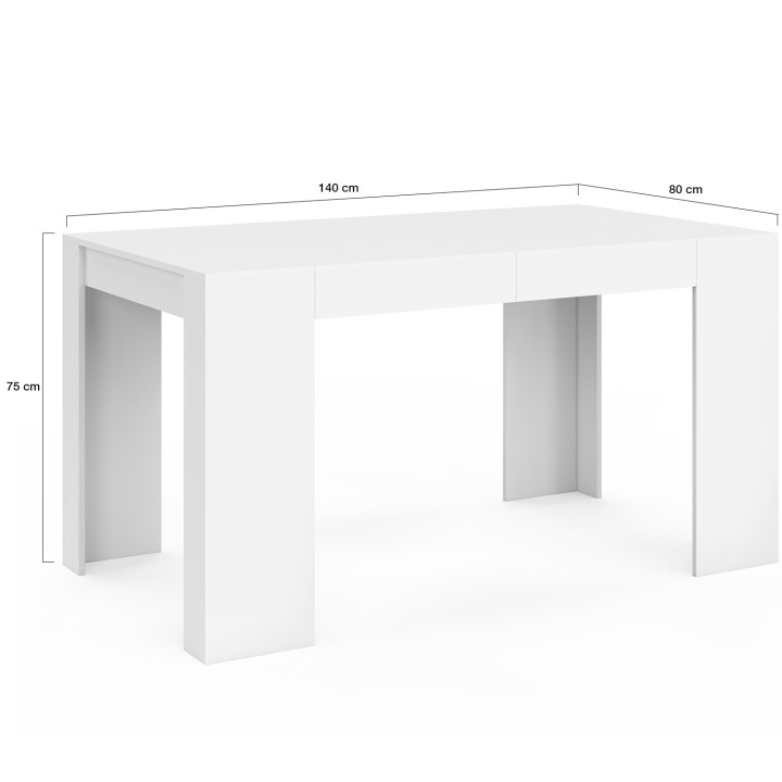Tavolo da salotto allungabile per 6 persone in legno bianco