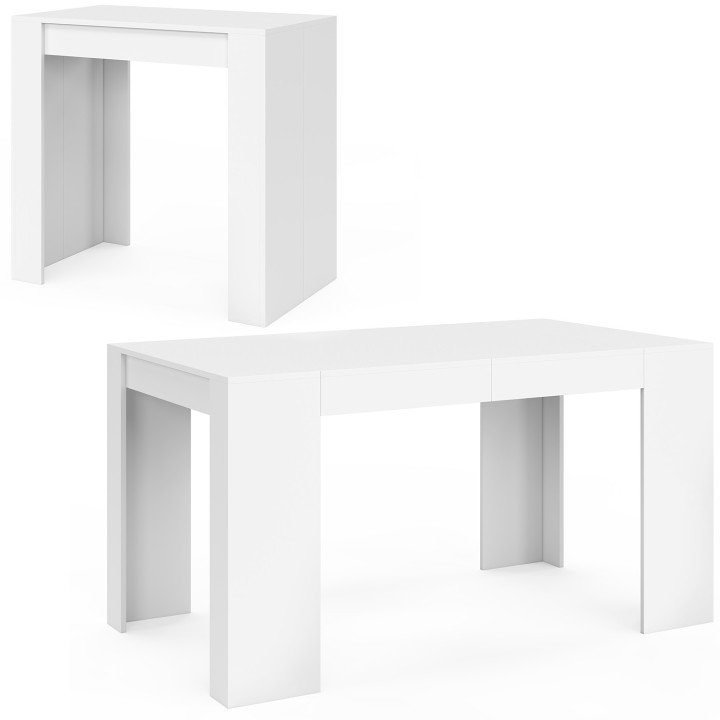 Tavolo da salotto allungabile per 6 persone in legno bianco