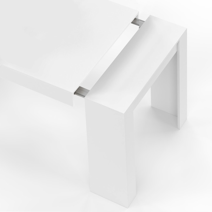 Uitschuifbare consoletafel voor 6 personen, wit hout
