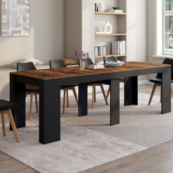 Table console extensible ORLANDO 10 personnes 235 cm bois effet vieilli et noir