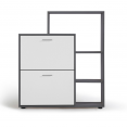 MEUBLE CHAUSSURES GRIS PORTES BLANCHES AVEC ETAGERE