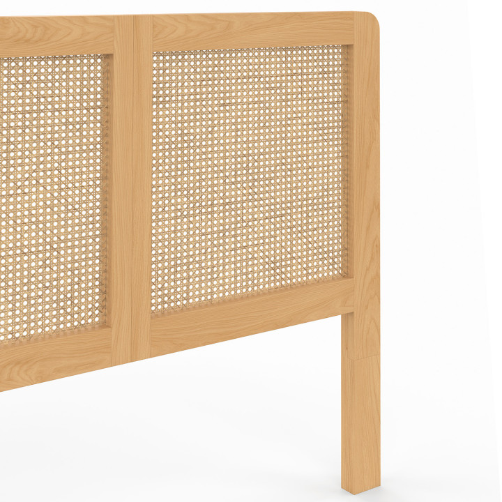 Tête de lit sur pied EDHEN 90 cm cannage et bois
