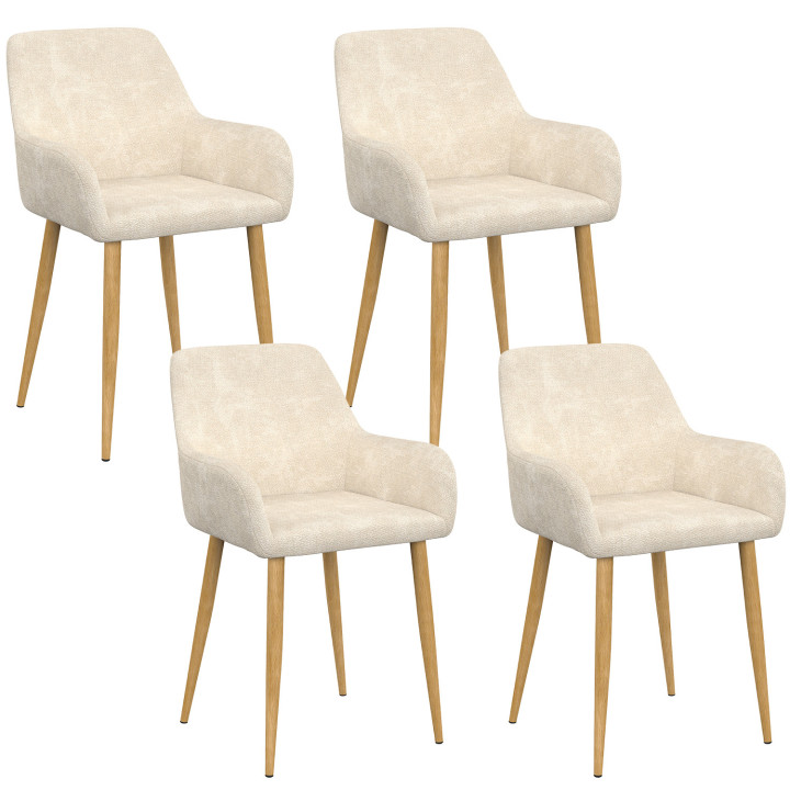 Set di 4 sedie RORY in tessuto chenille beige per la sala da pranzo