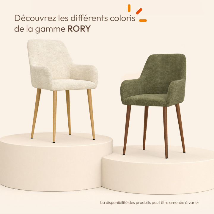 Juego de 4 sillas RORY de tela de chenilla beige para el comedor