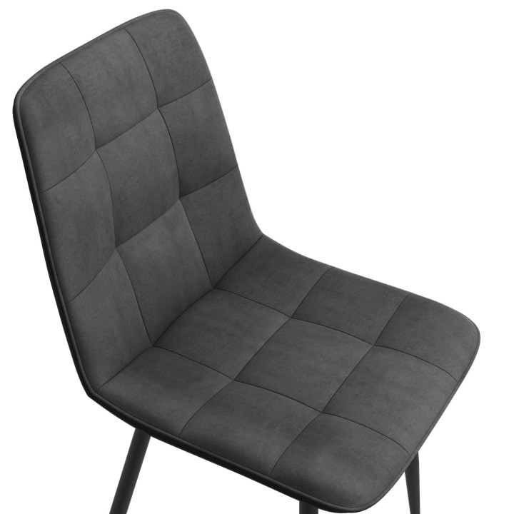 Stühle aus dunkelgrauem Samt, gesteppt, Metallbeine x6 - MILA