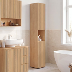 Mueble de baño de 2 puertas y 1 hueco efecto lamas - VICTOR