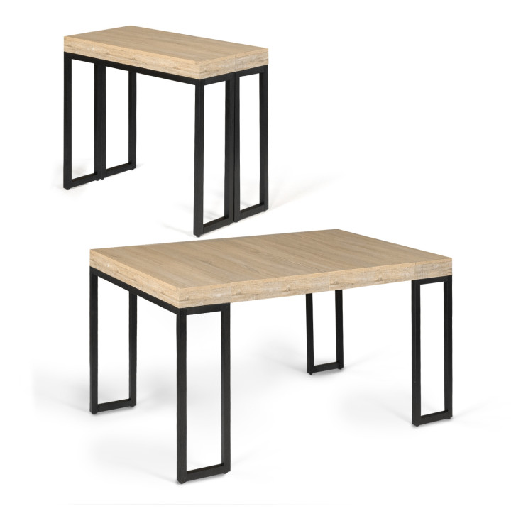 Table console extensible TORONTO 6 personnes 140 cm design industriel