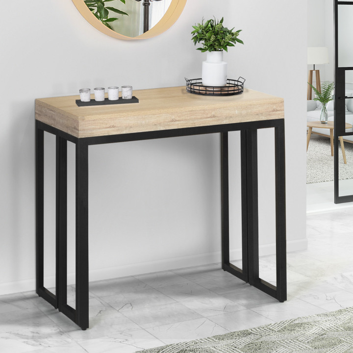 Table console extensible TORONTO 6 personnes 140 cm design industriel