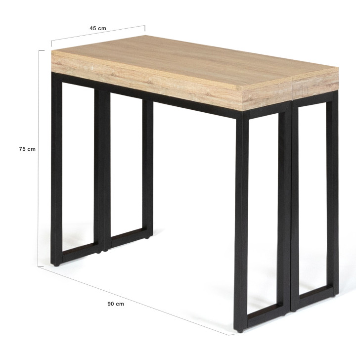 Table console extensible TORONTO 6 personnes 140 cm design industriel