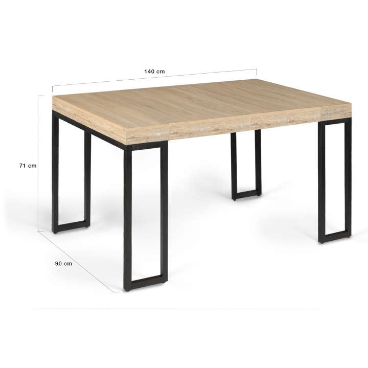 Table console extensible TORONTO 6 personnes 140 cm design industriel