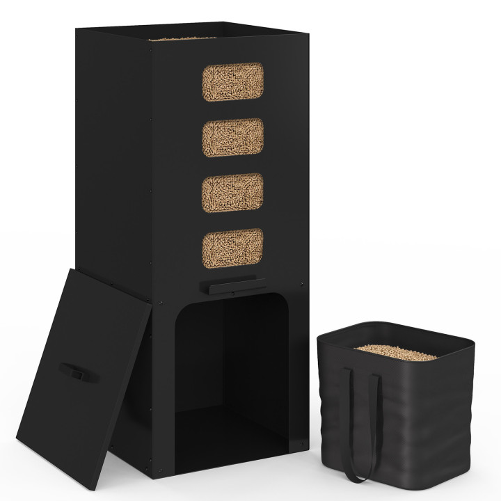 Réservoir à granulés 55 kg noir distributeur à pellets avec contenant souple amovible