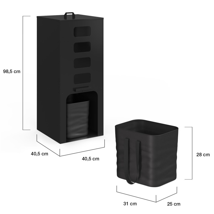 Réservoir à granulés 55 kg noir distributeur à pellets avec contenant souple amovible
