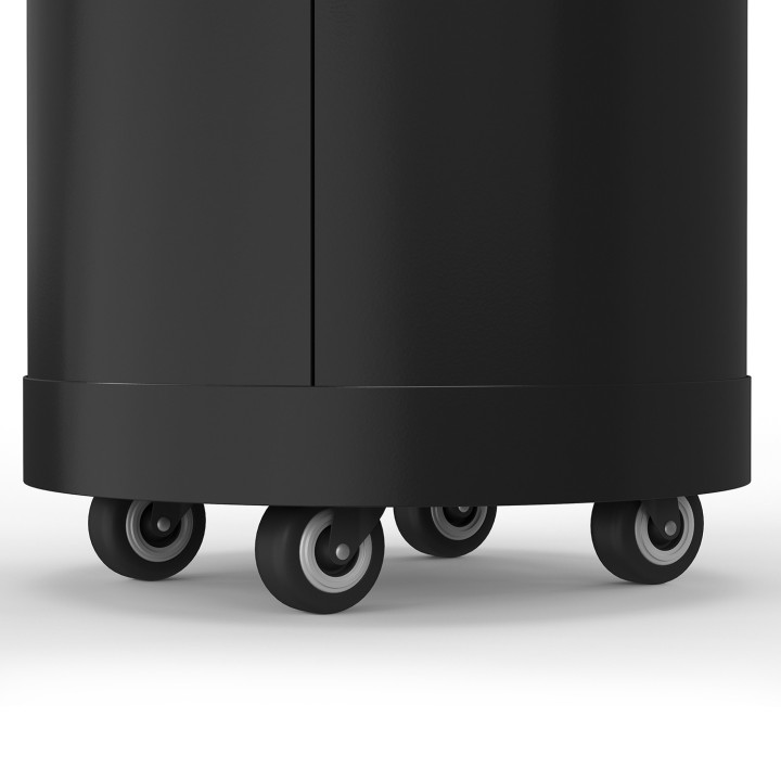 Contenitore rotondo per pellet 30 KG nero 4 scomparti staccabili con beccuccio stoccaggio pellet 35 x 35 x 53,5 cm