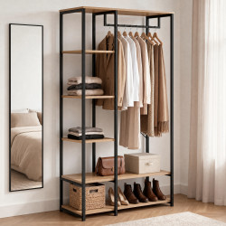 Günstiger modularer offener begehbarer Kleiderschrank im Industriestil 90 cm - DETROIT