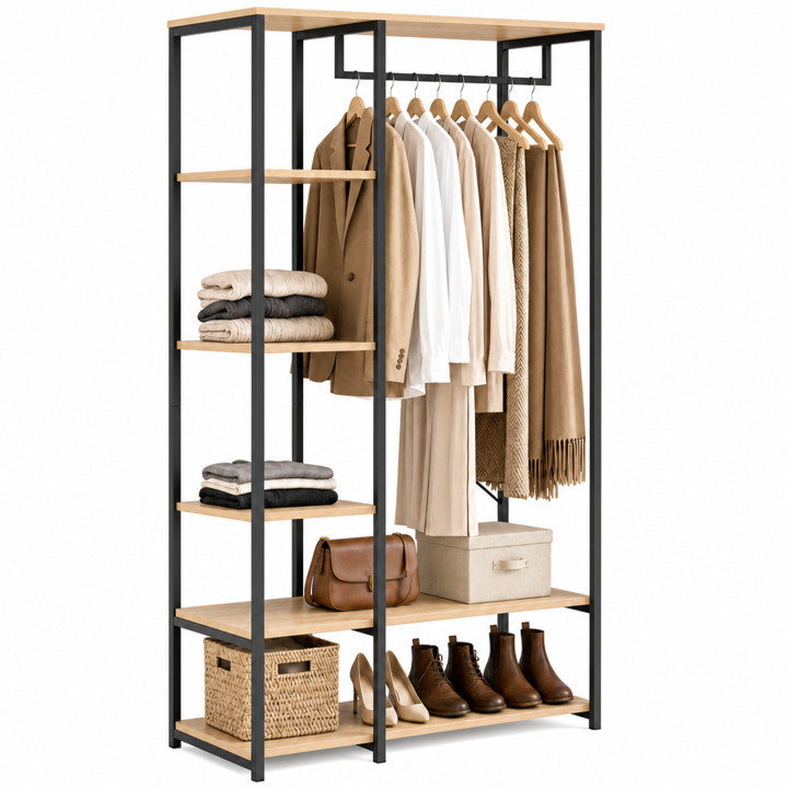 Armadio modulare aperto 90 cm in stile industriale - DETROIT