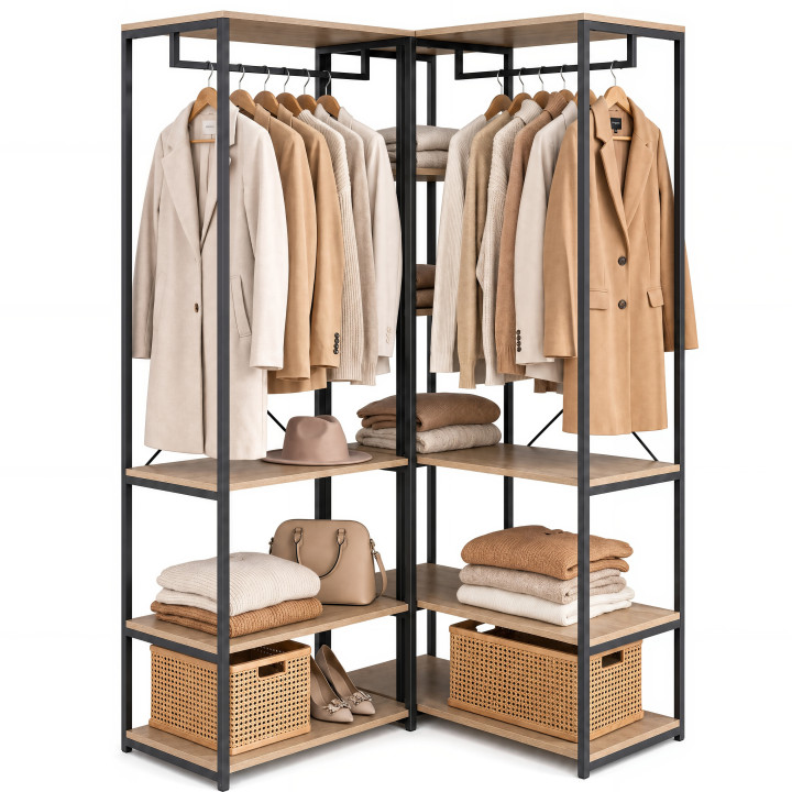 Modulaire industriële open garderobekast 150 cm - DETROIT