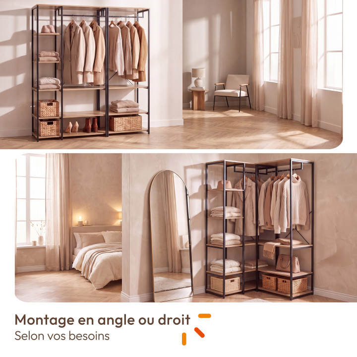 Modulaire industriële open garderobekast 150 cm - DETROIT