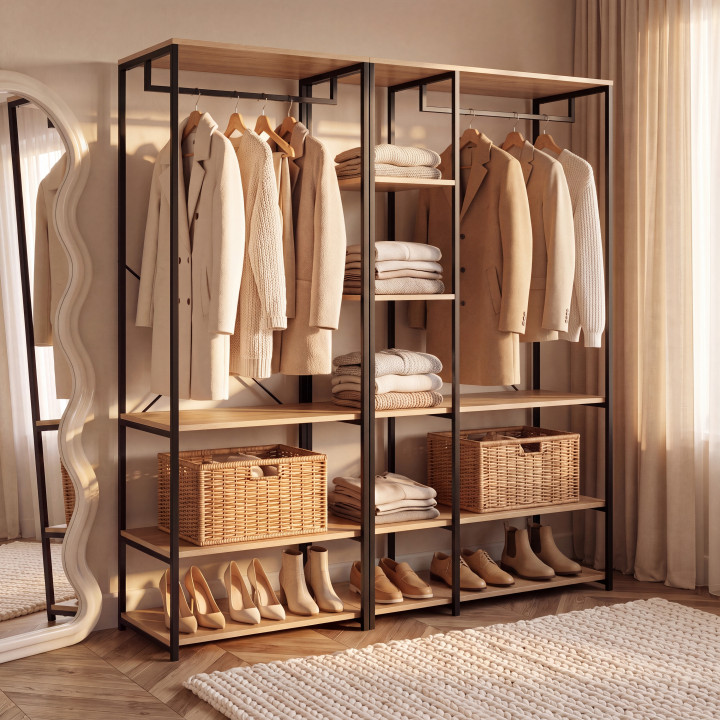 Modulaire industriële open garderobekast 150 cm - DETROIT