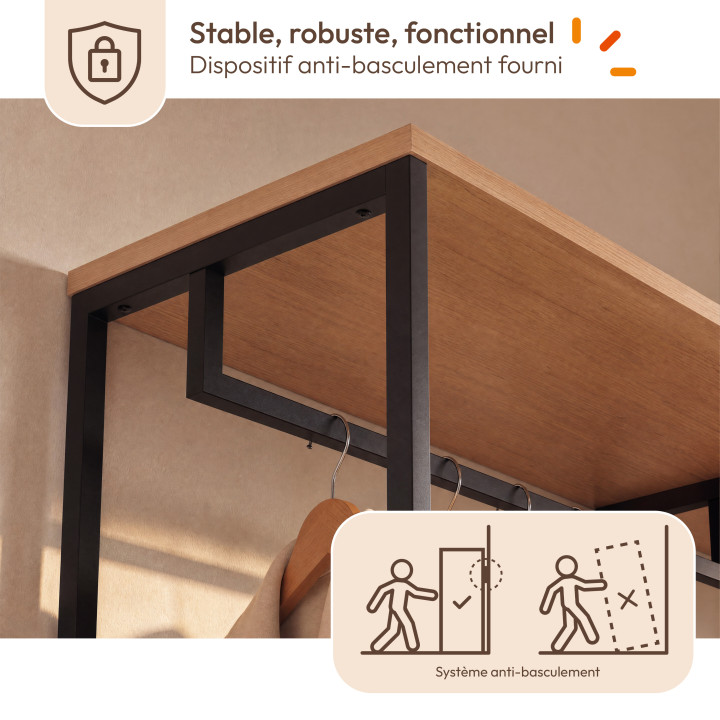 Modulaire industriële open garderobekast 150 cm - DETROIT