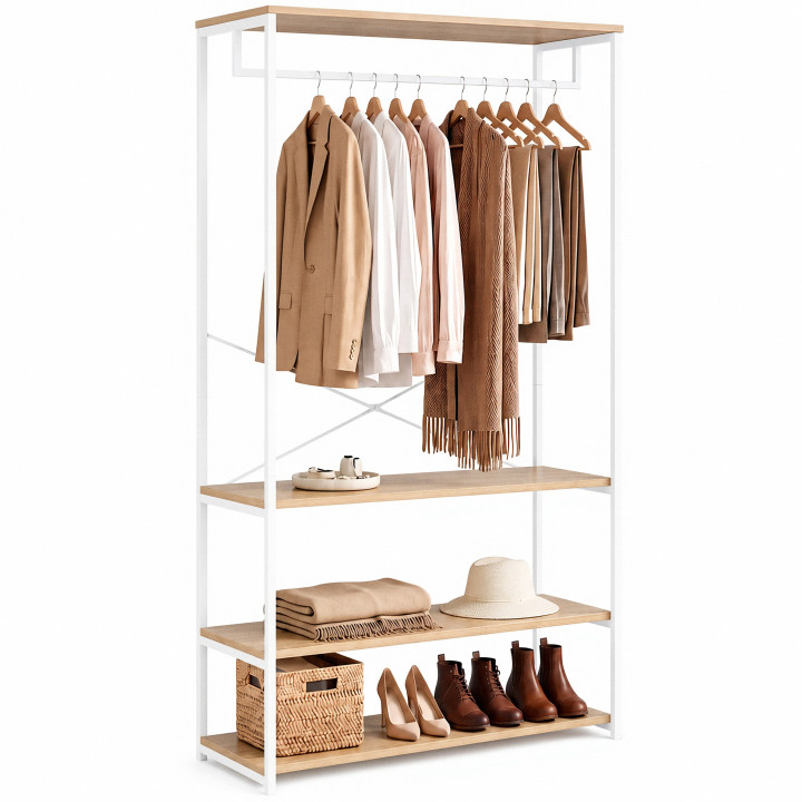 Dressing large L. 100 cm DETROIT design industriel bois et métal blanc
