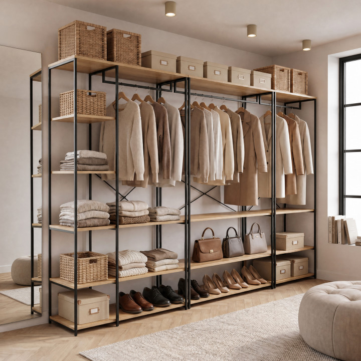 Barato estilo industrial armario modular abierto 167 cm - DETROIT
