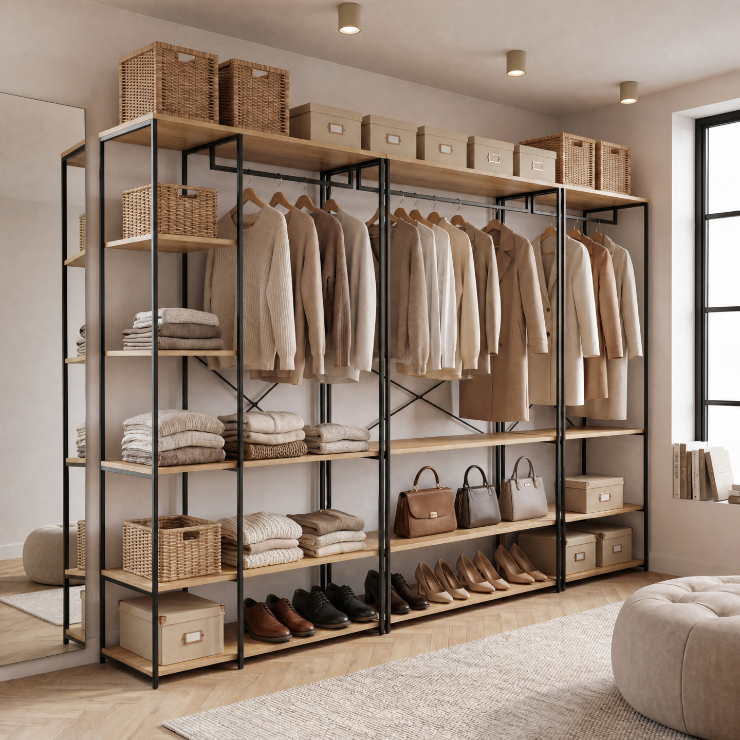 Günstiger modularer offener begehbarer Kleiderschrank im Industriestil 167 cm
