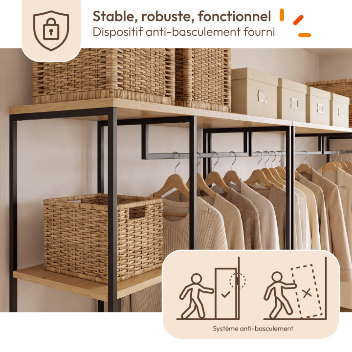 Barato estilo industrial armario modular abierto 167 cm - DETROIT