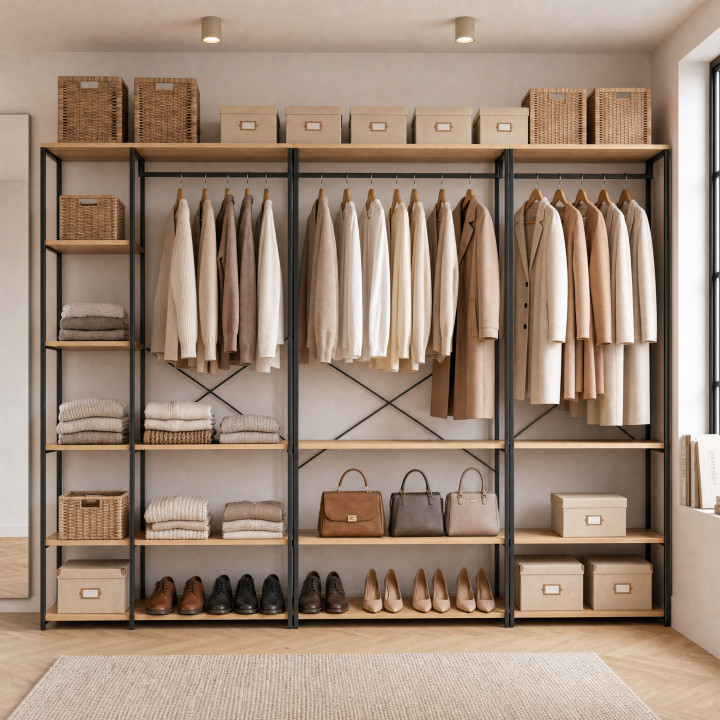 Armadio a giorno modulare in stile industriale 167 cm - DETROIT