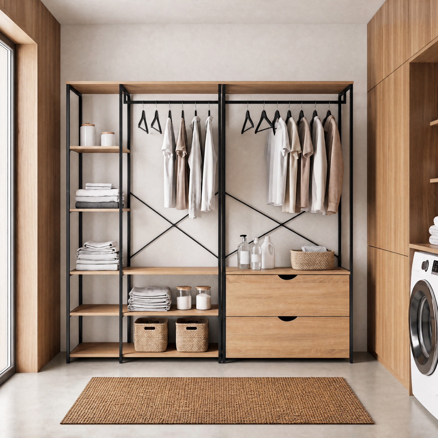 Modularer offener begehbarer Kleiderschrank Industrie 170 cm 2 Schubladen - DETROIT