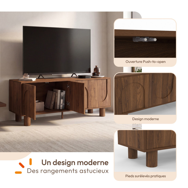 ARCHIE 4-deurs TV-element walnoot 140 cm