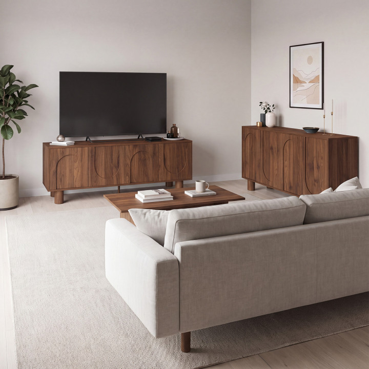 ARCHIE 4-deurs TV-element walnoot 140 cm