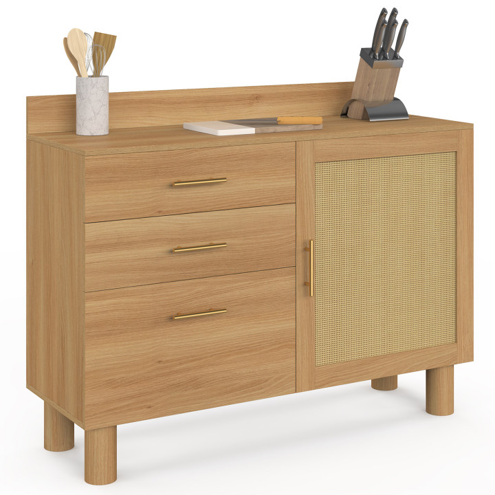 Buffet bas de cuisine 120 cm DENISE en cannage