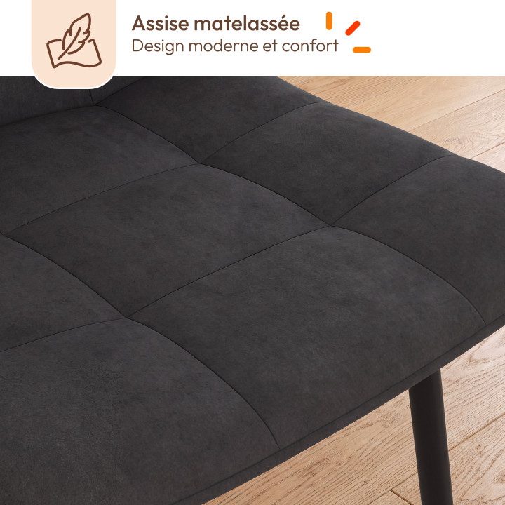 Ensemble table à manger extensible rectangle PHOENIX 4-8 personnes bois et noir 160 - 200 cm et 6 chaises MILA en velours noir