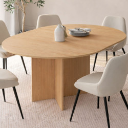 Mesa de comedor oval extensible 4-8 personas estilo haya 110-150 cm - MARTHE