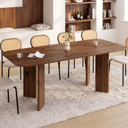 CAPUCINE Tavolo da pranzo rettangolare rotondo allungabile per 6-10 persone con 4 gambe arrotondate in noce 160-200 cm