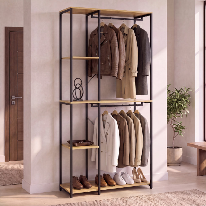 Armadio doppio in stile industriale 90 cm - DETROIT
