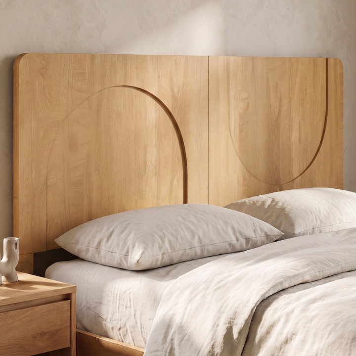 Testiera indipendente ARCHIE 160 cm con design ad arco in effetto legno
