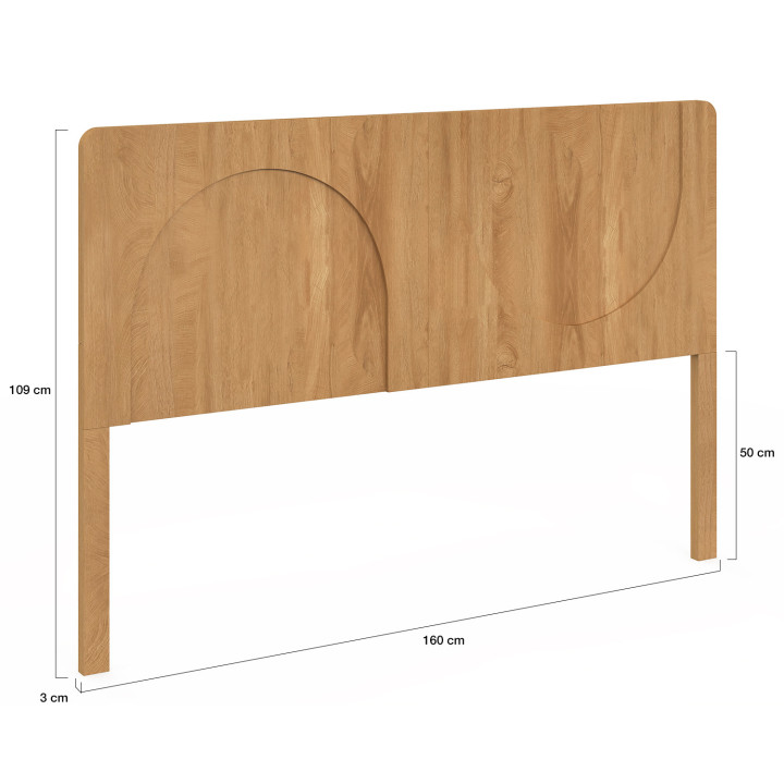 Cabecero independiente ARCHIE 160 cm con diseño de arco efecto madera