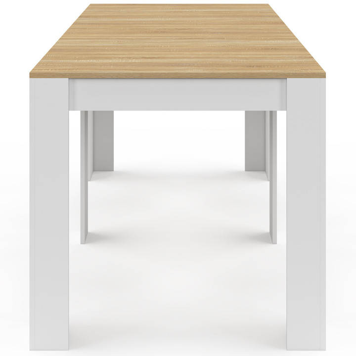 Table console extensible 10 personnes bois façon hêtre et blanc - ORLANDO