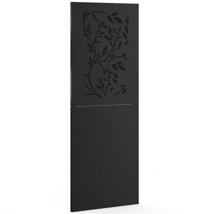 Wandschutzplatte für Pellet-/Holzofen, 80 x 120 cm, schwarzes Metall mit Blumenmuster