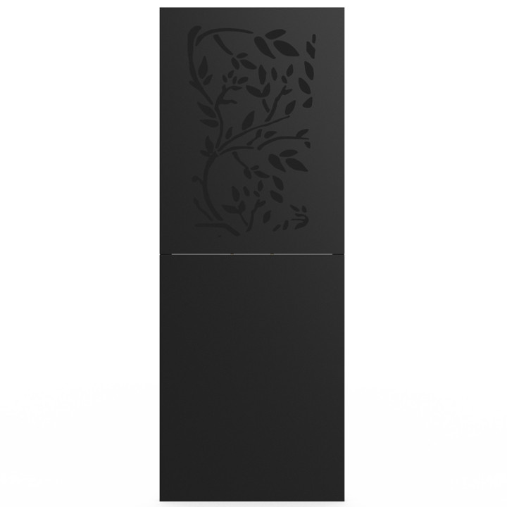 Plaque de protection murale poêle à granulés/bois 80 x 120 cm métal noir motif flower