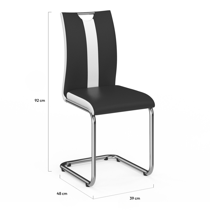 Schwarze und weiße Stühle mit Metallfuß für Esszimmer - PIA