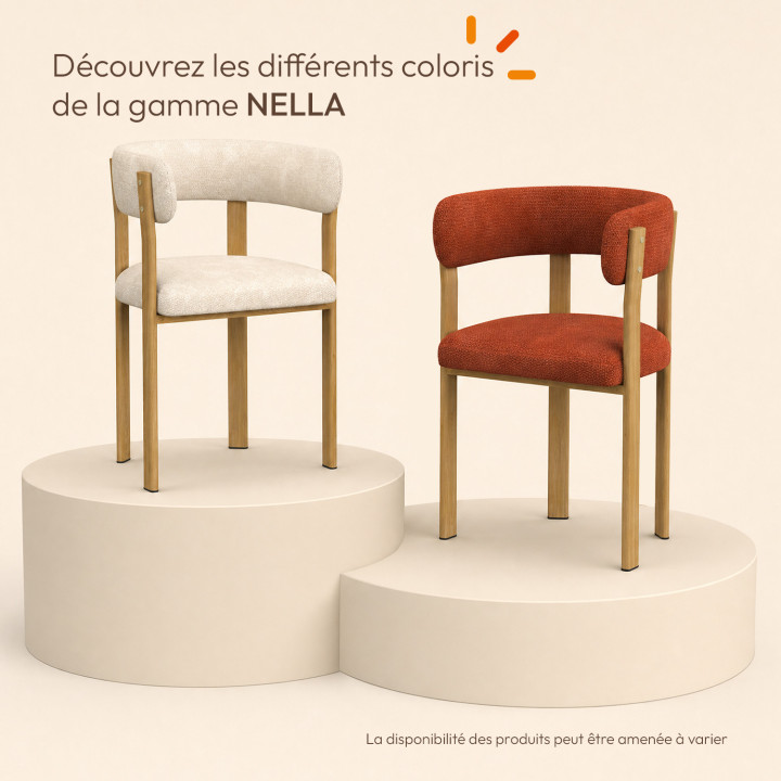 Juego de 2 sillas de mesa NELLA de tela de chenilla beige para el comedor