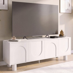 Mobile TV da 140 cm ARCHIE a 4 ante, design ad arco, bianco