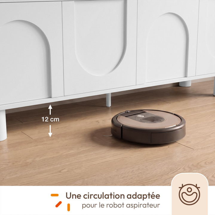 Mobile TV da 140 cm ARCHIE a 4 ante, design ad arco, bianco