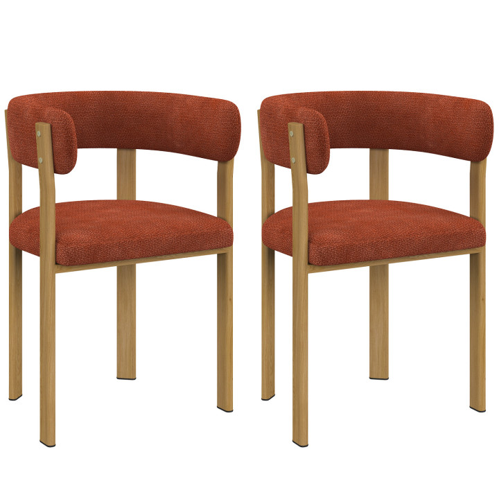 2er-Set Stühle, NELLA-Tischstühle aus terrakottafarbenem Chenille-Stoff für das Esszimmer