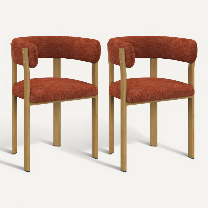 Set van 2 stoelen, NELLA-eetkamerstoelen van terracotta-kleurige chenille voor in de eetkamer