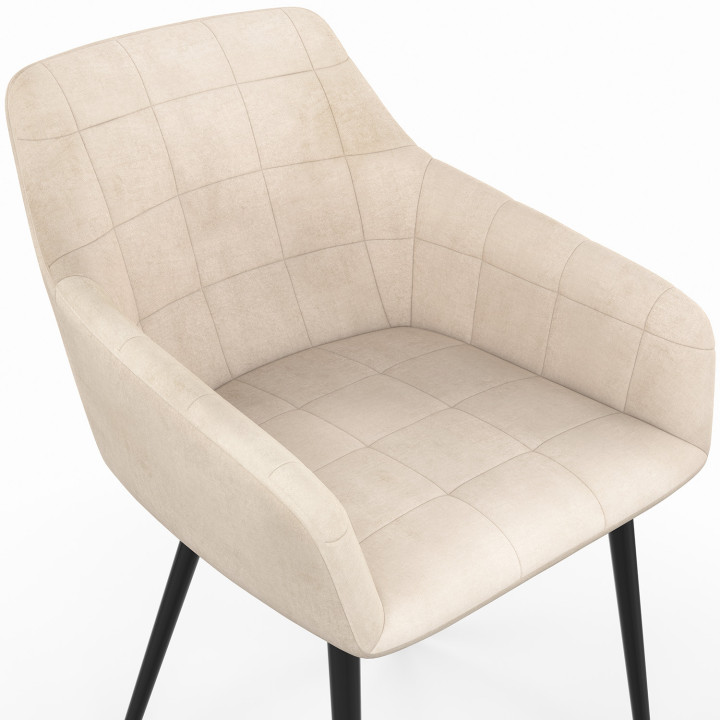 Set van 2 beige fluwelen eetkamerstoelen - MADY